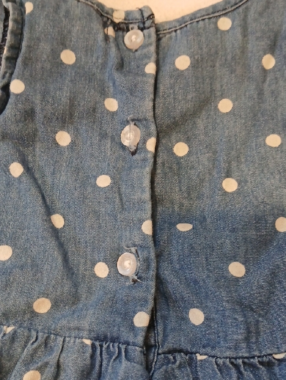 Polo by Ralph Lauren Blue Polka Dot Denim Tank Top with Pink Pony - Picture 6 of 6